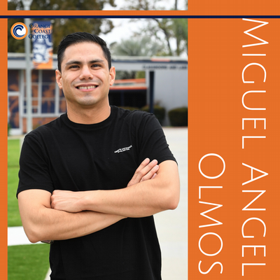 Miguel standing in the campus quad at OCC