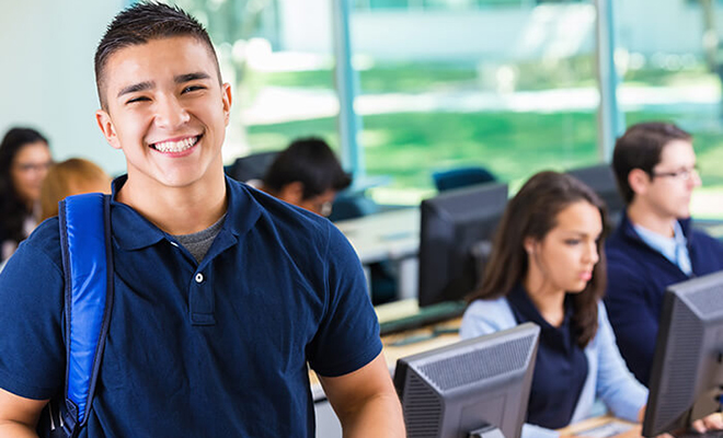 Students working in a computer lab