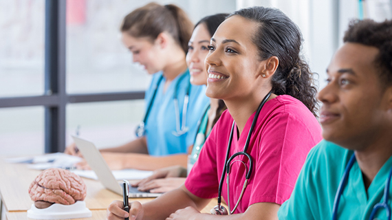 Medical students in a classroom