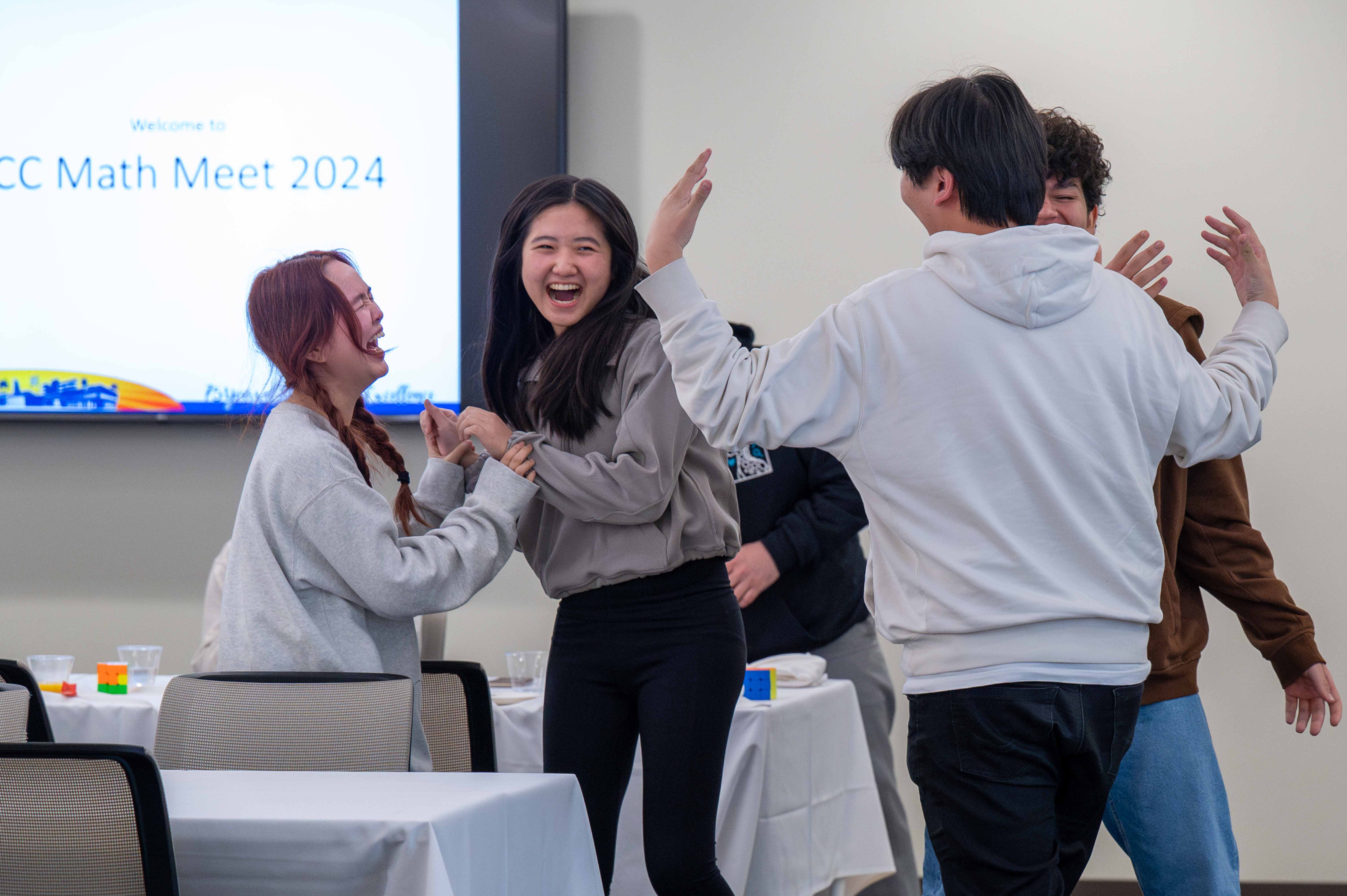 Beckman High School students celebrate winning the OCC Math Meet