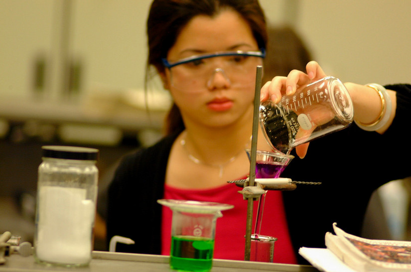 Student working on chemistry