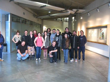 Student group posing together at the Supertemporal event