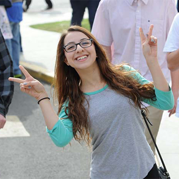 A high school student visiting the campus