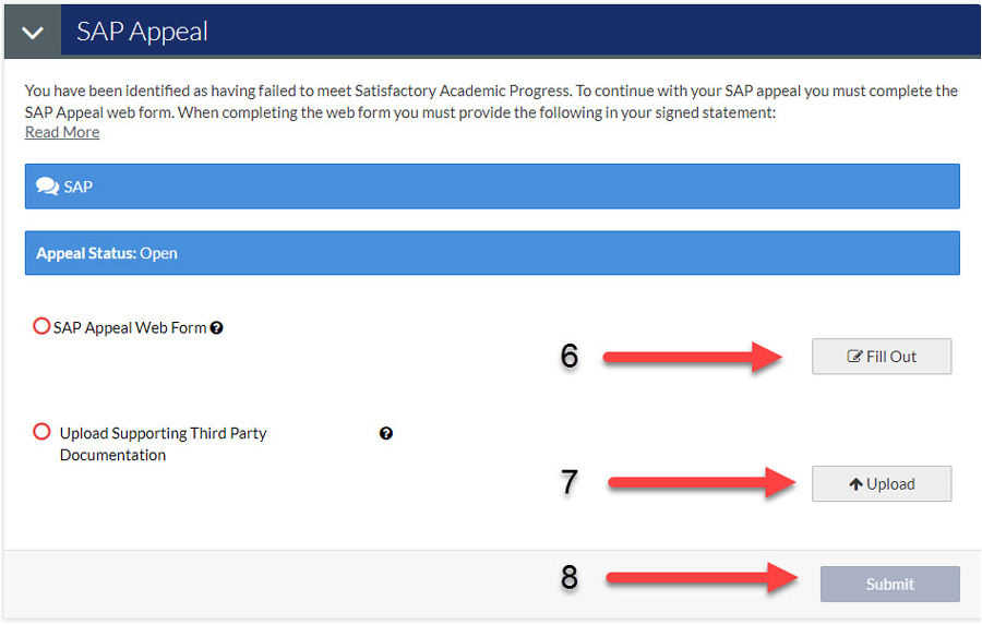 Step 6- Select Fill out button, Step 7- click the Upload button, Step 8- submit button