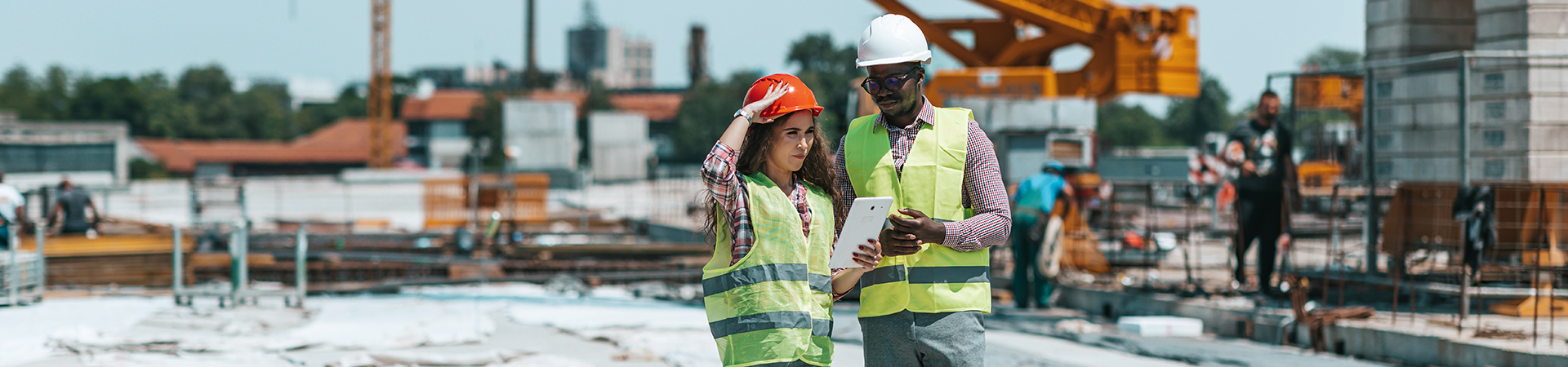 2 intern workers on construction site