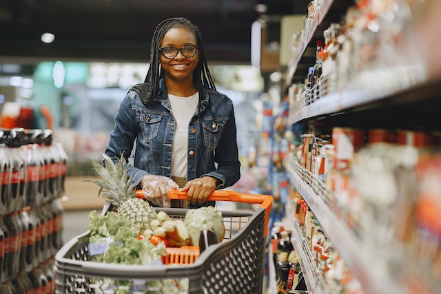 woman shopping at a grocery store